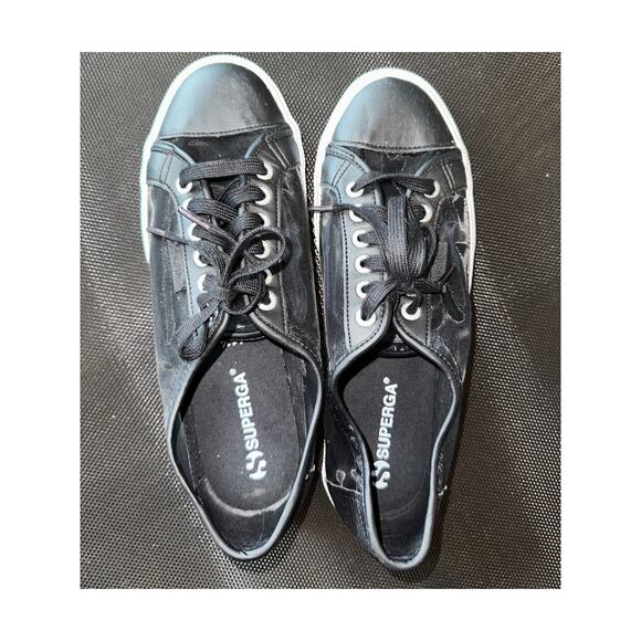 Women's Black Superga Mesh See-thru Sneakers, Size 10 GUC - Picture 1 of 2